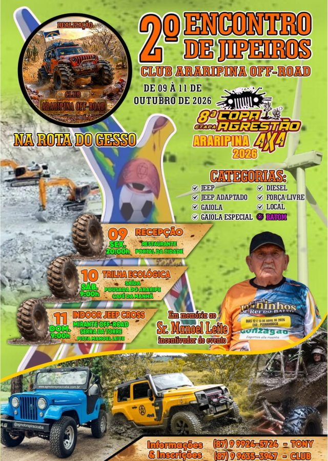 Araripina Off Road: Segundo Encontro de Jipeiros promete movimentar o Nordeste em outubro