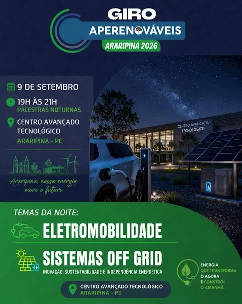 Araripina receberá evento sobre energia solar, eletromobilidade e sistemas off-grid